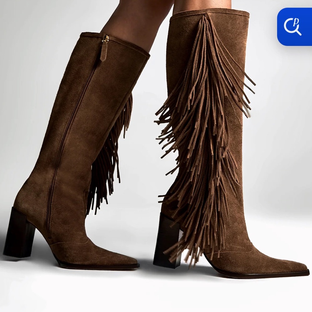 SCHUTZ Fringe Boots: Raffaela Up West Suede Boots